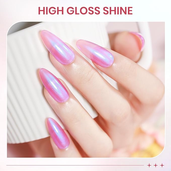 Pearl Nail Polish Set Non Gel, Quick Dry Mermaid Shell Nail Polish Air Fast Drying Manicure DIY Salon Gift(White Pink Blue Green Colors)