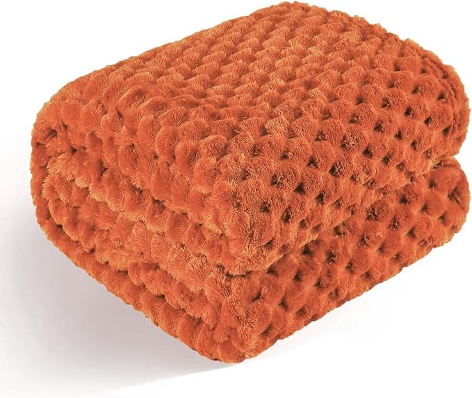 Bnuitland Orange Flannel Throw Blanket (50X70 inches), 300 GSM Fleece Cozy Warm Soft Home Decor Lightweight Bed Sofa Blanket for Adults, Suitable for All Seasons.