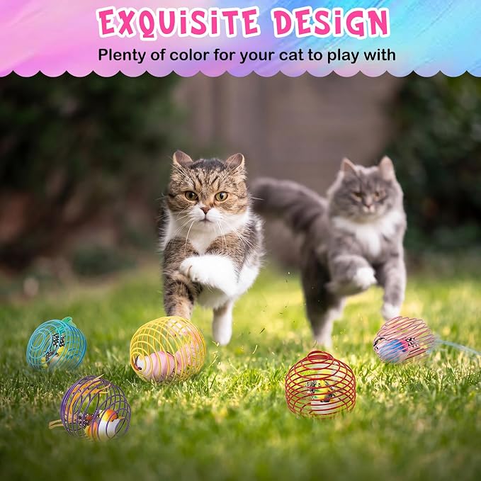 Jecery 5 Pcs Cat Toys Spring,Bird,Multicolor