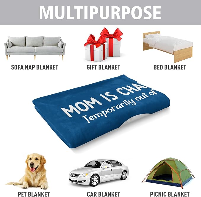Craftique Mom Birthday Gifts, Funny Gifts for Mom- Mom's Charging Blanket | Mom Gifts for Women from Daughter Son Husband, Super Soft Blanket Throw for Napping Travel, 60”×50”
