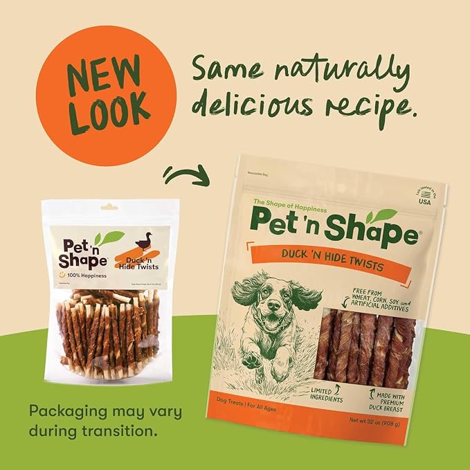 Pet 'n Shape Duck 'n Hide Twists: All-Natural Duck Wrapped Rawhide Dog Chews, High-Protein, No Wheat, Corn, or Soy, Long-Lasting Treat | Premium duck breast, 5-inch, Limited ingredients, Wheat and soy free, Ideal for training, For all life stages, High...