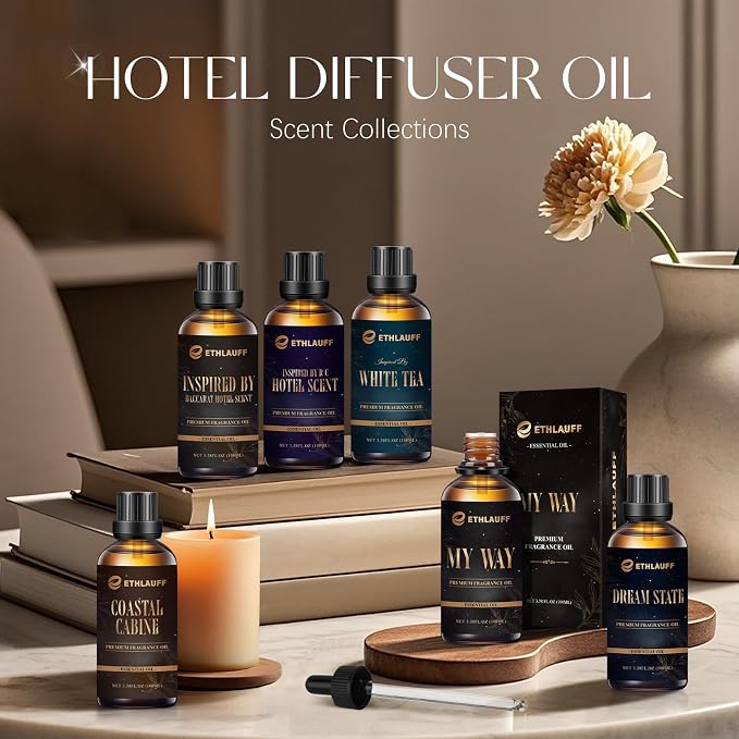 Hotel Collection Diffuser Oil Inspired by W Hotel, White Tea Essential Oil for Diffuser, Fragrance Oil 100 ml 3.38 Fl Oz