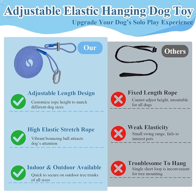 Colorful Squeaky Hanging Dog Toy with Suction Cup for Small Dogs | Bungee Tether, Crinkle Bell Ball, Bouncing Self-Play Toy, Door Frame Mounted, Interactive Fetch for Puppy Teething & Exercise