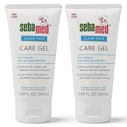 SEBAMED Clear Face Care Gel (50mL) with Aloe Vera and Hyaluronic Acid for Impure and Acne Prone Skin - Made in Germany - Pack of 2