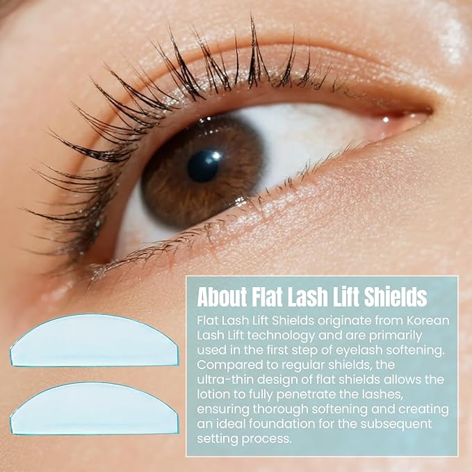 Libeauty 1mm Ultra Thin Flat Lash Lift Shields, Korean Lash Lift Pads for Step 1 Softening Only, Self Adhesive Glueless Silicone Lash Rods with Storage Case, Professional & DIY Supplies, Blue