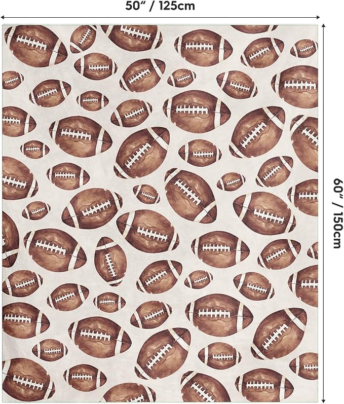 Horaldaily Football Beige Flannel Throw Blanket 50x60 | All Season Using Ultra Soft Fuzzy Plush Cozy Non-shedding Blanket for Couch Sofa Bed Camping, Ideal Gift for Kids Adults