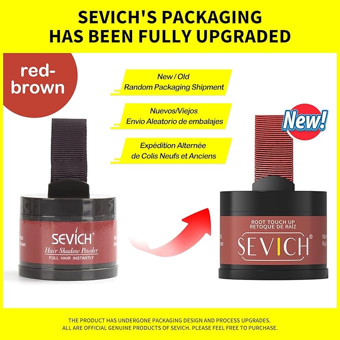 Instantly Hair Touch Up Powder - SEVICH Hair Concealer for Thinning Hairline, Eyebrows & Beard, Windproof & Sweatproof, Red Brown