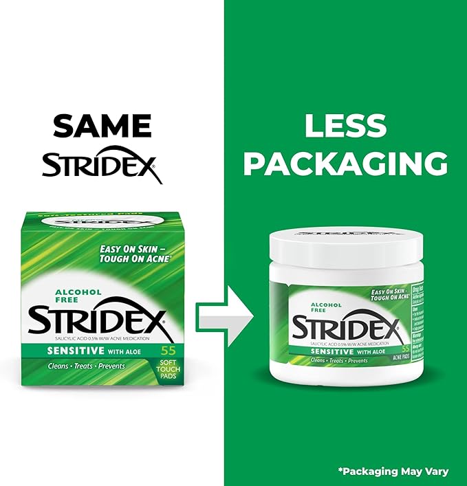 Stridex Sensitive with Aloe, Alcohol Free, 55 Soft Touch Pads