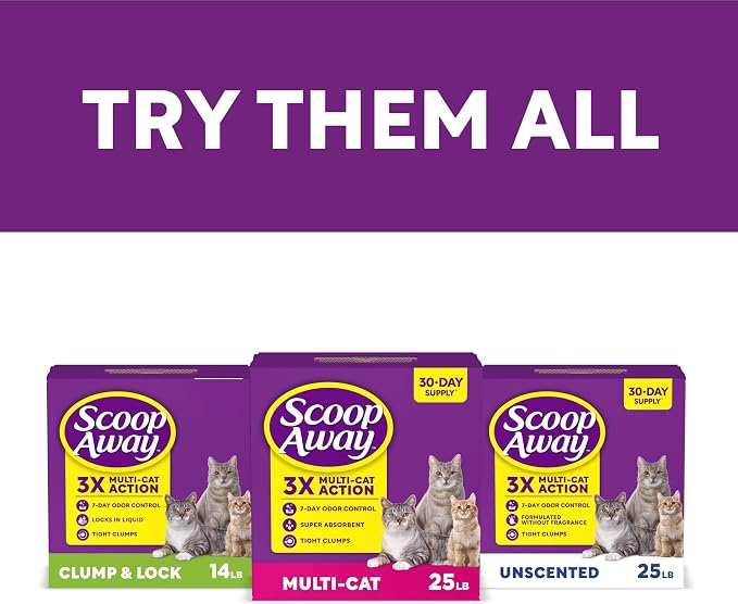 Scoop Away Advanced Multi Cat Clumping Cat Litter, 18.5lb, 2Pk | Meadow Fresh Scent, Clumping Litter for Multiple Cats, Compatible with Most Automatic Litter Boxes