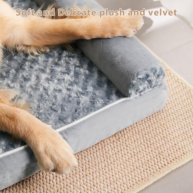 BFPETHOME Orthopedic Washable Dog Beds Large Sized Senior Dog for Comfy Sleeping with Removable Cover, Waterproof Big Soft Pet Couch Bed for Dogs Relax (Pack of 2)