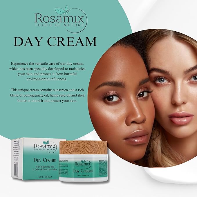 Daily Moisturizer Face Cream, Long-Lasting Hydration, Easy and Fast-Absorbing, Suitable for All Skin Types with Hyaluronic Acid & Olive Oil, 1.69FLOZ (50 ml)