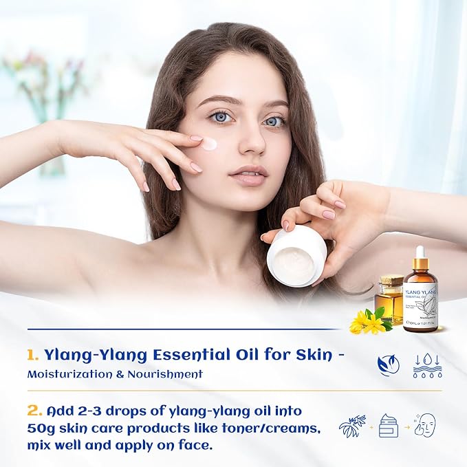 HIQILI Ylang-Ylang Essential Oil for Diffuser, Aromatherapy, Perfumes | Long-Lasting Scent to Keeping Your Space Fresh Makes Body Feel Calm and Relaxedand and Used for DIY - 30ml / 1.01 fl oz