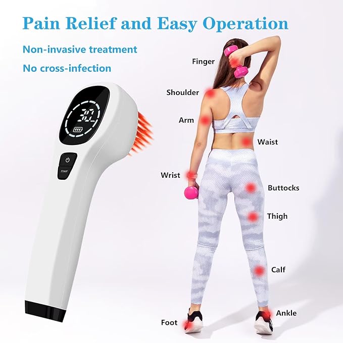 ColdL Red Light Device for Body, Near Infrared Light Wand for Joint Muscle Reliefwith LED Display (12 x 650nm+4 x 808nm)
