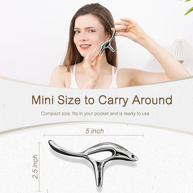 Metal Trigger Point Massage Tool for Deep Tissue Massage & Acupressure Body Gua Sha Tool, Muscle Scraper Massager, Thumb Saver Tool, Fascia Blaster for TMJ Relief