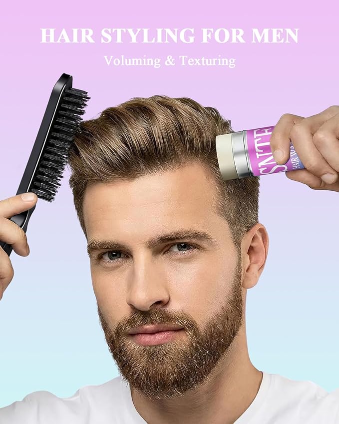 Hair Wax Stick & Slick Back Hair Brush Set - Tameing Frizz & Smoothing Flyaways for Kids, Women & Men - Creating Sleek Ponytails, Buns & Defining Edges - Styling Accessories for Teen Girls Gifts
