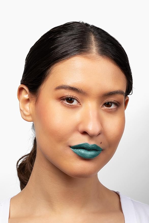 Aromi Green Metallic Liquid Lipstick | Turquoise Teal-Green Lip Color with Shimmery Finish, Vegan, Cruelty-free, Long-lasting, Smudge Proof, Handmade (Mermaid Tail)
