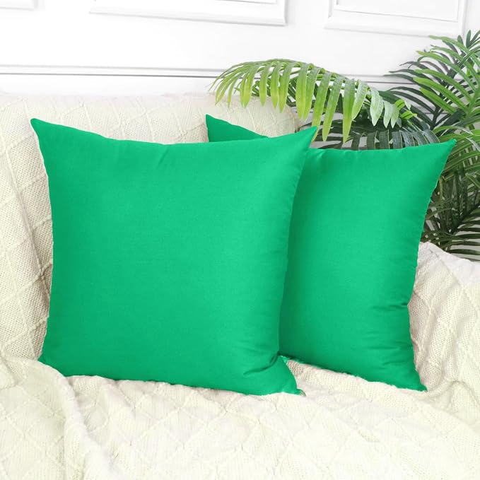 4-Pack 100% Cotton Comfortable Solid Decorative Throw Pillow Case,Thmyo Square Cushion Cover Pillowcase Sublimation Blank Pillow Covers DIY Throw Pillowcase for Sofa(18x18 inch/ 45x45cm,Bright Green)