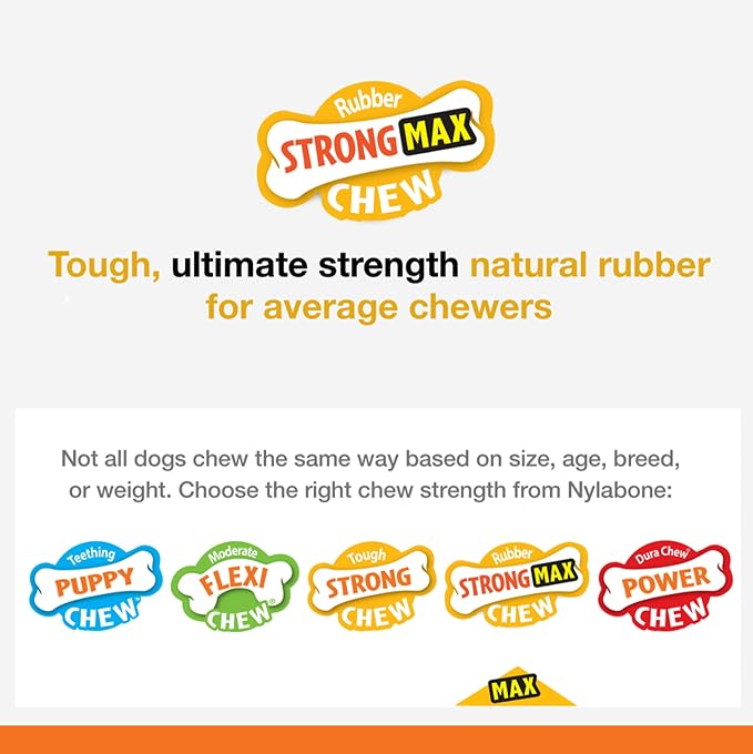 Nylabone Strong Chew Rubber Stuffable Cone Treat Toy, Bacon Flavor, Medium | Durable rubber dog toys, long lasting, durable material, encourages healthy chewing, helps clean teeth, for dogs up to 35 lbs