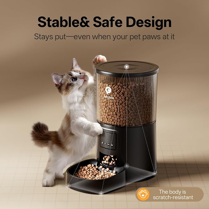 Automatic Cat Feeder 5Ghz WiFi APP Control Cat Food Dispenser | Auto Pet Feeder for Cats and Small Dog Indoor- Easy to Set and Clean, Dual Power, 1-6 Meals/Day, Timed Precise Feeding