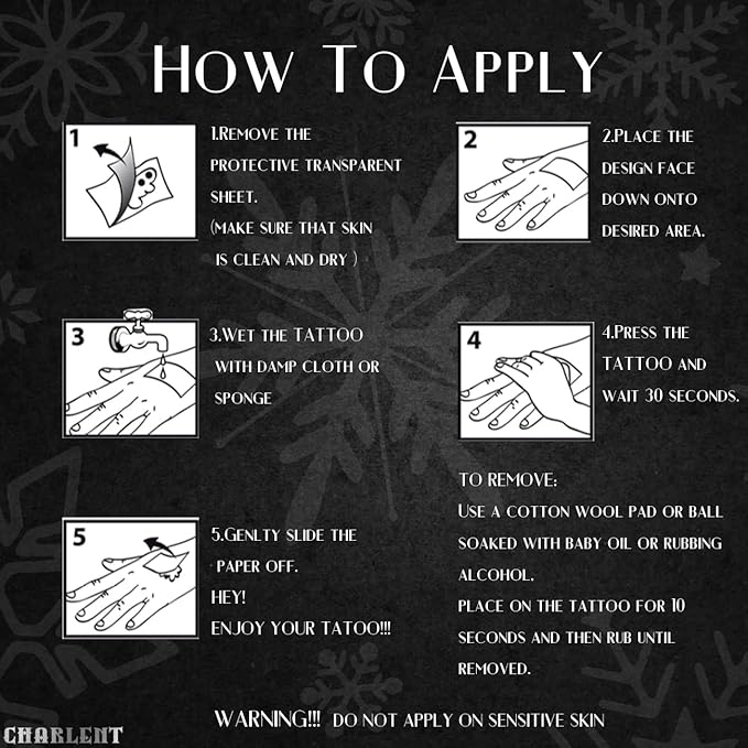 CHARLNET Snowflake Semi-Permanent Tattoos for Women Adults - Realistic Fake Tattoos 2 Weeks Long Last,Snowflake Tattoos for Body Art/Fades Naturally/No Reflection/Waterproof