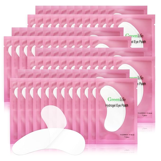 GreenLife 400 Pairs 100% Natural Eyelash Extension Under Eye Gel Pads patches kit Collagen Aloe Vera Hydrogel Eye Patches Eyelash Extension Supplies Tools, Lash Extension Supplies (100 200 400 Pairs)