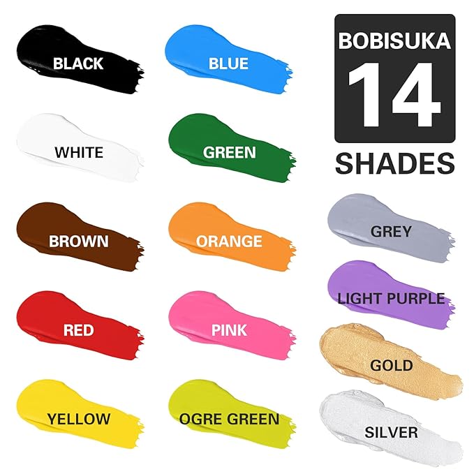 BOBISUKA Pink Face Body Paint, Water Based Face Painting for Art Theater Halloween Party Cosplay Clown SFX Makeup for Women Adults, Non-Toxic Washable