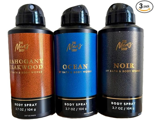 Bath & Body Works The Men's Shop Body Spray - Pack of 3 (Mahogany Teakwood, Ocean, Noir)