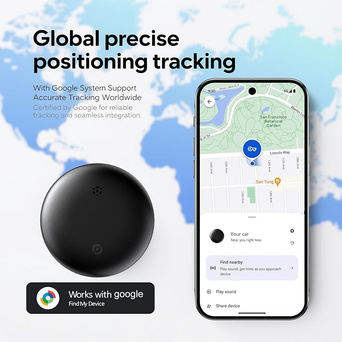 Cat Tracker with Collar (Android Only), GPS Tracker for Cats - No Monthly Fee | Waterproof | Real-Time Tracking | 365-Day Battery Life, Smart Item Locator for Pets, Cat Anti-Lost Device