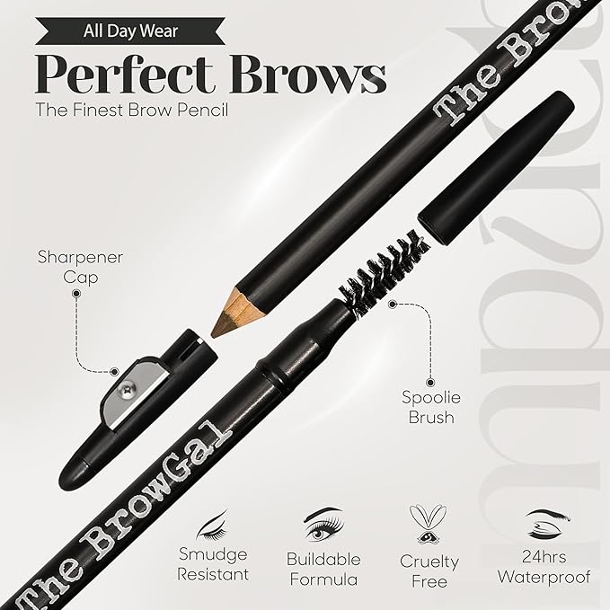 3 in 1, Skinny Eyebrow Pencil - 02 with Sharpener Cap & Spoolie Brush - Draws Tiny Brow Hairs & Fills in Sparse Areas & Gaps, Sharp Enable, Longwear, Long Lasting – "7.4 In, Espresso