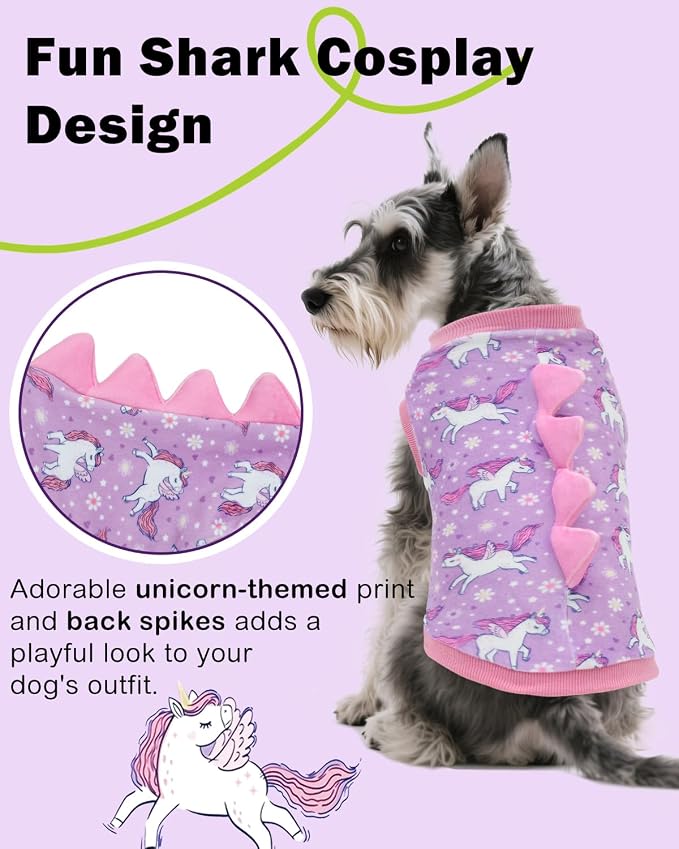 CuteBone Dinosaur Costume Dog Shirt, Stretchy Velvet T-Shirt Clothes for Medium Dogs, Soft & Breathable Pet Tee Outfit Frenchie Apparel for Daily Wear, Cozy Pullover Design Puppy Fashion COSBX07XL