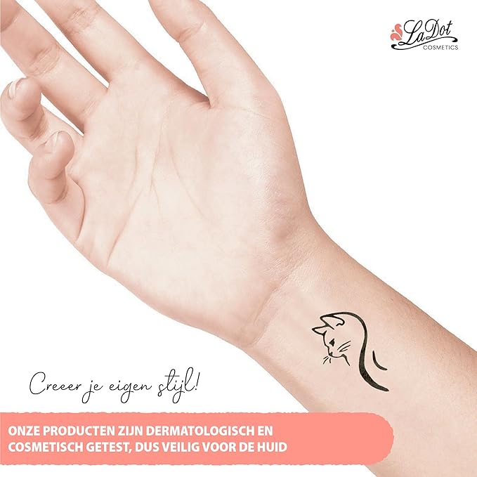 LaDot Temporary Tattoo Stamp– Easy-to-Use Reusable Ceramic Skin Stamp for Creating Custom Temporary Tattoos – Fun Body Art Tool for Parties, Events, and Festivals (Cat Head, Medium)