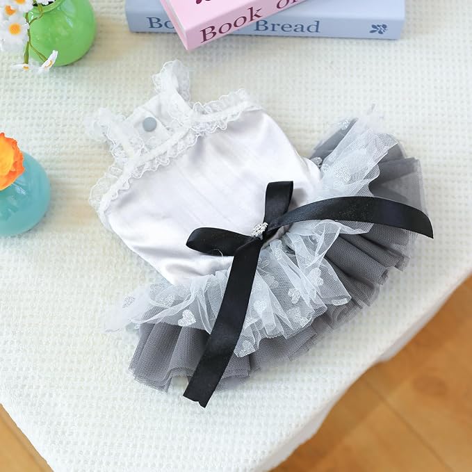 Dog Lace Dress Cat Suspender Skirt (Spinning Tutu,M) | Summer Autumn Small & Medium Pet Party Dress For Yorkie Maltese Chihuahua Pug Shih Tzu Toy Poodle French Bulldog