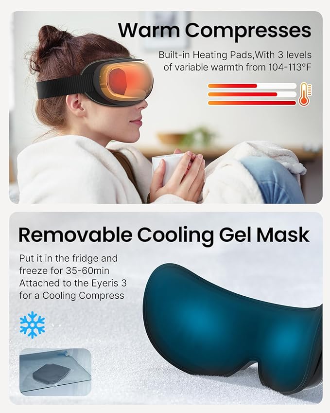 RENPHO Eyeris 3 Eye Massager with Heat and Cooling, FSA Eligible HSA, Birthday Christmas Gifts for Women Men Him Her, Voice Control Eye Mask for Migraines, Eye Care with DIY Massage, Reduce Dry Eyes