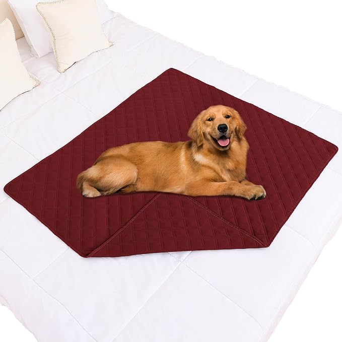 Smiry Waterproof Reversible Pet Couch Covers for Dogs | Pet Friendly, Soft Fabric, Washable Sofa Furniture Protector for Dogs Cat Kids, Checkered (40"x50", Wine Red/Wine Red)