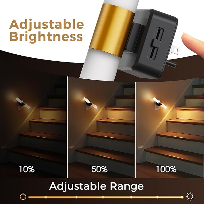 L LOHAS LED Night Light, 2 Pack Night Lights Plug into Wall | 3000K Soft White, 0-100LM Adjustable Brightness, 180° Rotating Plug in Night Light with Auto Light Sensor (Matte White)