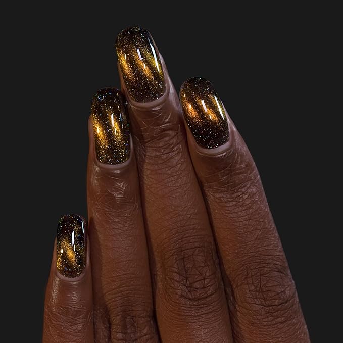 ILNP Jackpot - Black-Based Gold Magnetic Holographic Nail Polish
