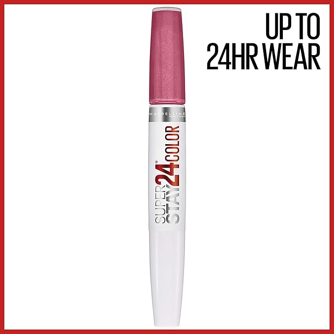 Maybelline Super Stay 24, 2-Step Liquid Lipstick Makeup, Long Lasting Highly Pigmented Color with Moisturizing Balm, Very Cranberry, Ruby Red, 1 Count