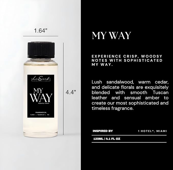 My Way Aroma Essential Oil 120ML - Hotel Scent Fragrances - Luxury Home & Office Aromatherapy Diffuser Oils - Waterless Oil - Luxury Hotel Diffuser Oil