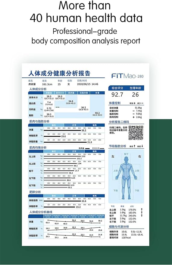 10.1 inch HD Touchscreen Body Composition Monitor - Bioimpedance Analysis Machine with Ultrasonic Height Measurement for Weight Control & Fat Analysis | Health Management Tool