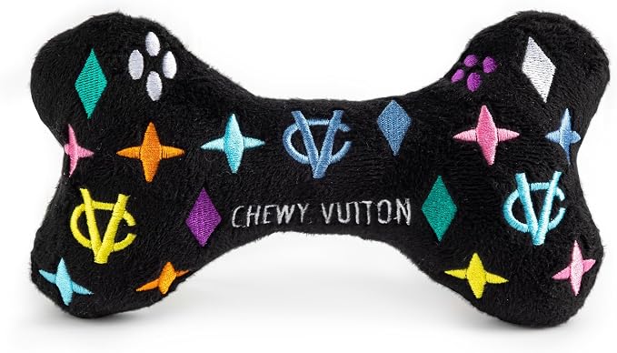 Haute Diggity Dog Chewy Vuiton Bone Plush Dog Toy, Designer Parody Toy