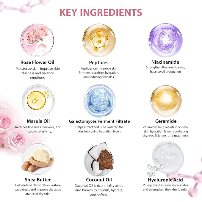 25 Pcs Mother's Day Gift, Rose Bath & Body Gift Basket Set for Women, Hydrating Skin Care Set, Self Care Gifts, Cosmetic Bag, Necklace, Christmas, Birthday, Anniversary, Mom, Wife
