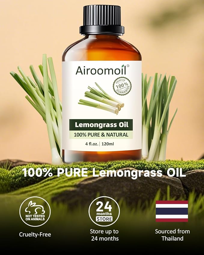 Pure Lemongrass Essential Oil Citrus Aromatherapy Natural for Hair Home Body Skin Energizing Diffuser Oils 4 Fl Oz | Large Capacity, for Aromatherapy, Diffuser, Skin, Hair, Home Care , DIY Cleaners, Candle Soap Making, Air Freshener Spray