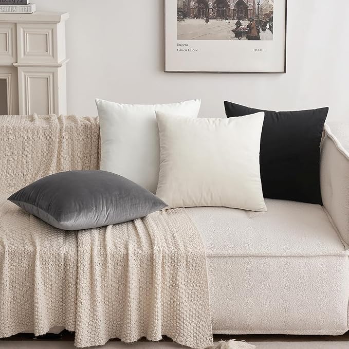 MIULEE 12x20 Inch Lumbar Velvet Throw Pillow Cover Set of 1 Cream White | Soft Luxury Decorative Throw Pillow Cover, Single Rectangle Cushion Case, Home Decor for Chair Couch Sofa Bedroom Car Bed