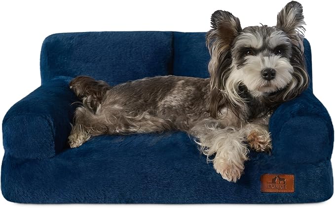 Hollypet Small Dog Large Cat Bed Puppy Couch Beds for Pets up to 25 lbs | Fluffy Dog Cat Couch Plush Soft Warming Pets Beds with Machine Washable Cover and Non-Slip Bottom