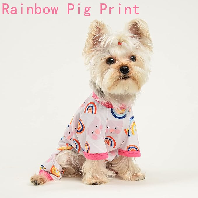 Dog Pajamas for Small Dogs Boy Girl, Dog Clothes Tiny Chihuahua Yorkie Spring Summer Shirt, Cute Puppy Outfit Pjs Jumpsuit Cat Onesie Apparel Pet Clothes
