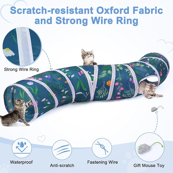 Glittme S-Shape Cat Tunnel, Foldable Cat Tunnels for Indoor Cats