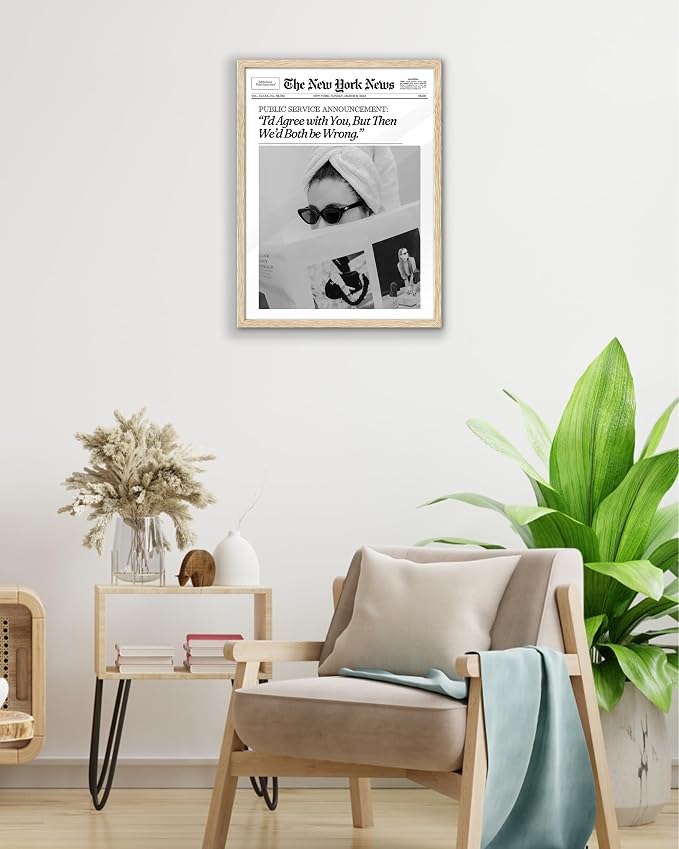 EcoHest 12x16 in Cool Girl Newspaper Canvas Art | Unframed Canvas Print, Girly Fashion Magazine Decor for Bedroom, Apartment, Dorm Room, College Room, 1Pack