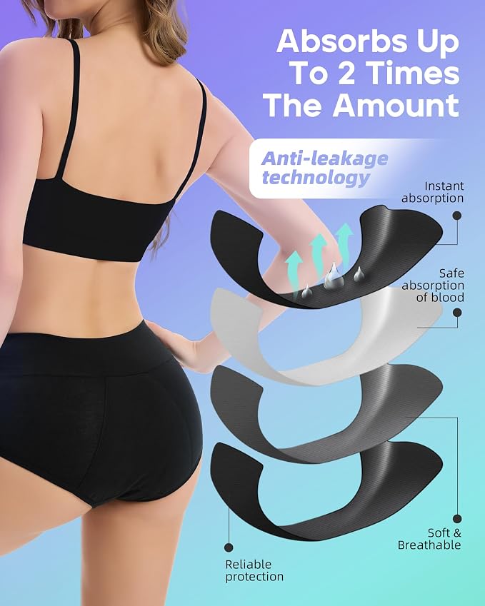 Period Underwear for Women Heavy Flow, Absorbency LeakProof Postpartum Underwear Period Panties Women Menstrual Briefs