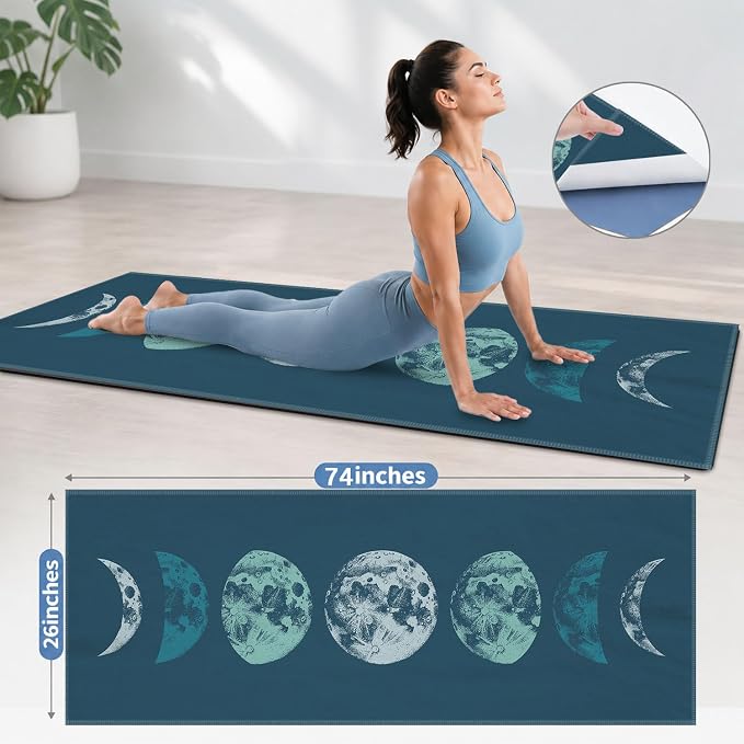Yoga Mat Towel, Hot Yoga Non Slip with 4 Corner Pockets, 74 x 26 in | Soft Absorbent Microfiber With Four Corner Pockets, Fits Over Yoga Mats For Hot Yoga, Pilates, Gym, And Travel