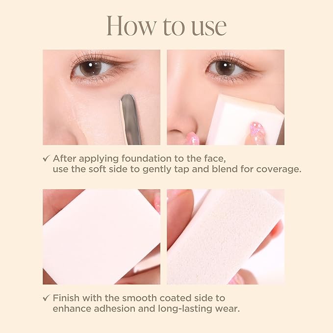 Piccasso FB11 Foundation Brush Makeup Set – FB11 Spatula Foundation Brush & 6P Latex Round Makeup Sponges, Seamless Coverage, Dewy & Matte Finish, Korean Makeup Tools for Flawless Skin